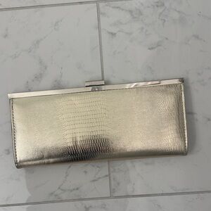 Style & Co. Metallic Gold Croc-Embossed Frame Clutch